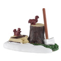 Axe, Tree stump and Squirrels (oh my)