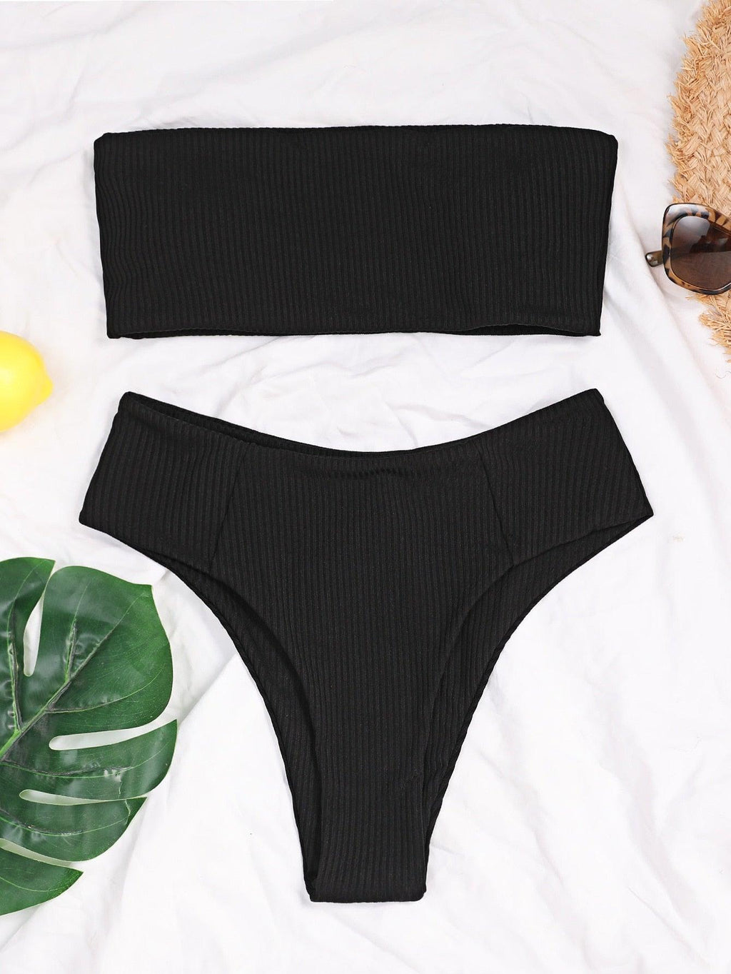 Bikinis Swimsuit Women Push Up Bikini Set  Female Swimwear Women's Strapless Solid Color 2 Pieces Bathing Suit Swimsuit Swimsuits Off Shoulder High Waist Bathing Suit High Cut Swimwear For Summer