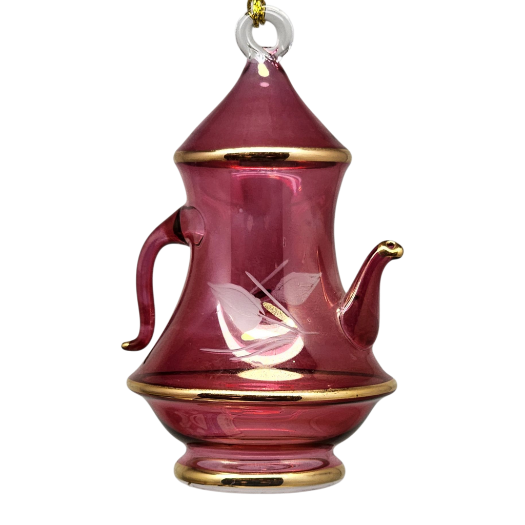 Gold Rimmed Teapot Solid - Red Small