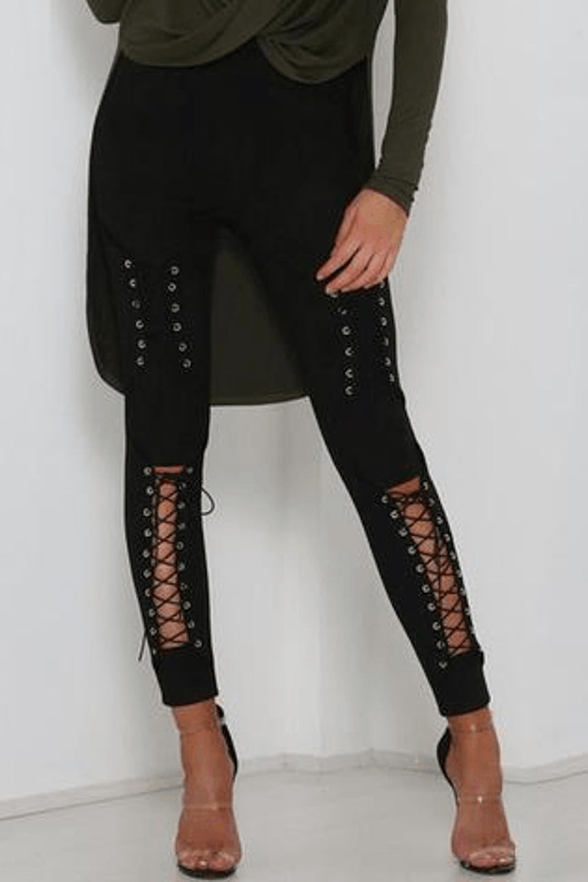 Suede Lace Up Leggings