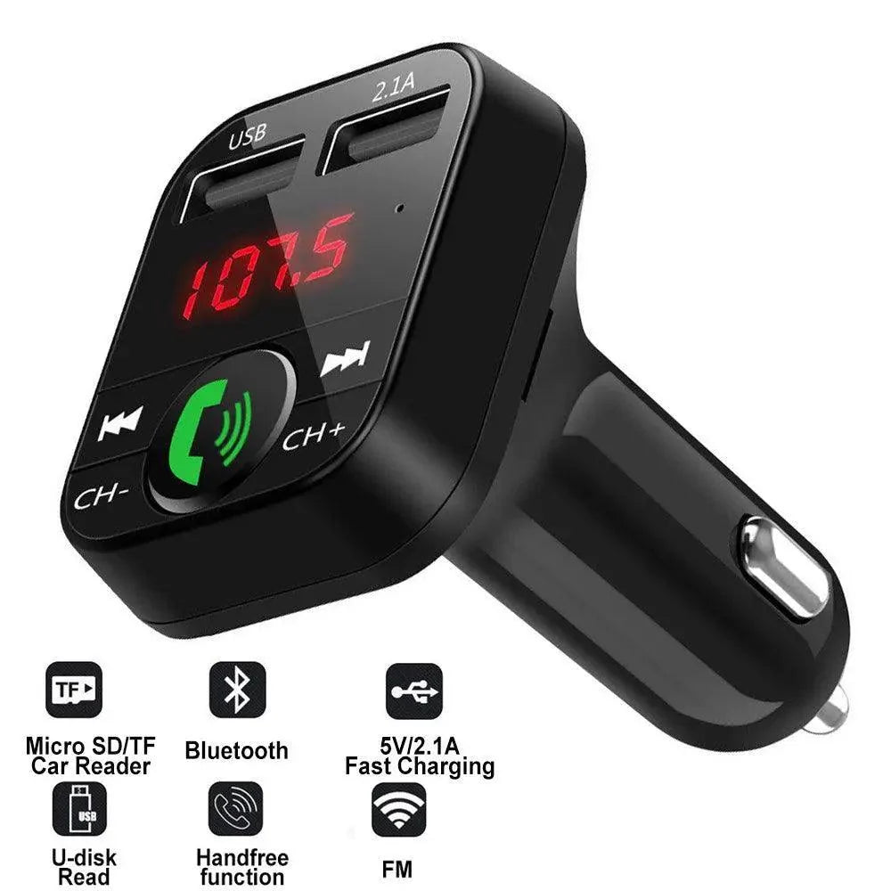 Black Car Bluetooth Wireless Hand-free Transmitter Dual USB Charger Music Player For Cars Easy Use Gadget