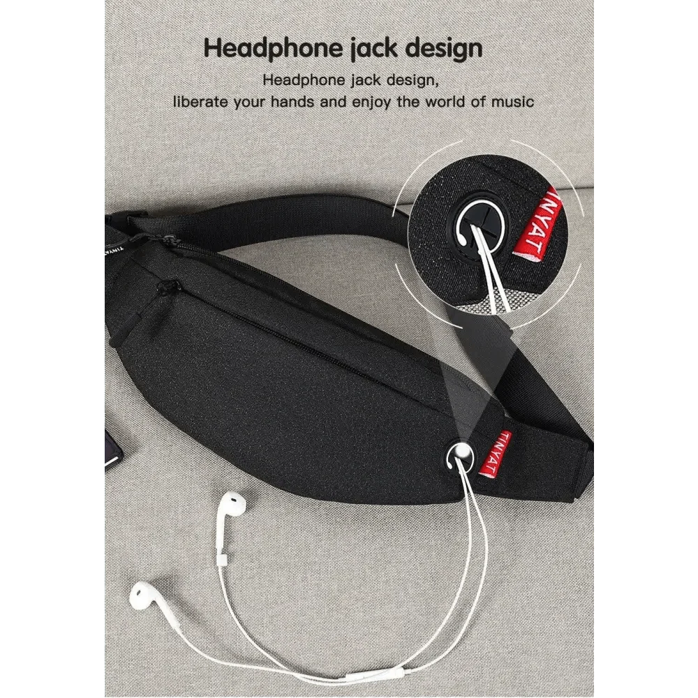 Black Crossbody Fanny Pack Simple Design Belt Bag Canvas Hands Free Travel Bag Sports Workout Durable Lightweight Fanny Packs For Festivals