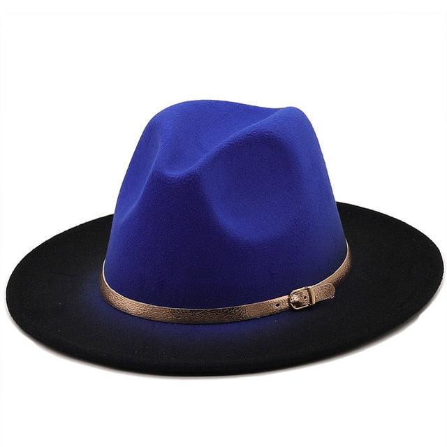 Two Colors Spray Painted Wool Jazz Hat  Fedora Unisex Color Autumn Winter Retro Hat Two Tone Dress Hat 56-58CM