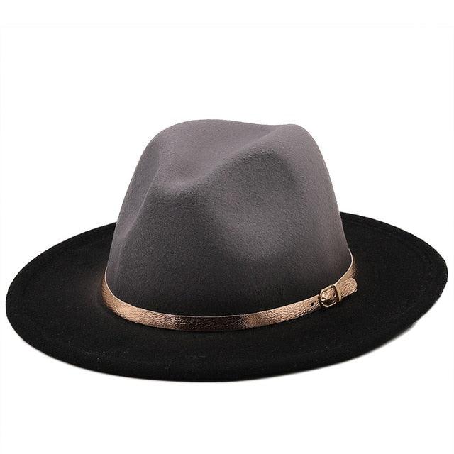 Two Colors Spray Painted Wool Jazz Hat  Fedora Unisex Color Autumn Winter Retro Hat Two Tone Dress Hat 56-58CM