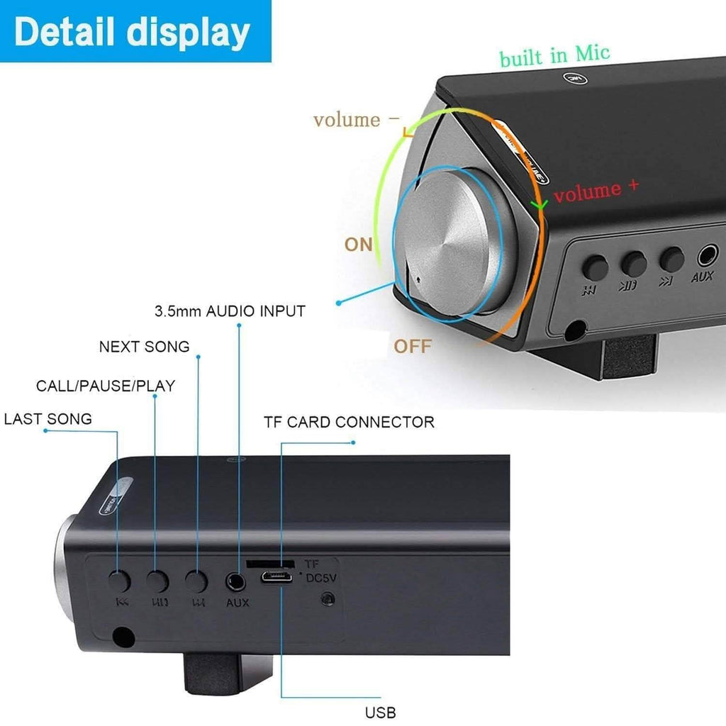 Bluetooth Sound Bar Wired and Wireless Mini Home Theater Audio