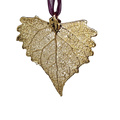 Gold Cottonwood Leaf with Sheer Ribbon Ornament