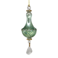 Blown Glass Twisted Chandelier Ornament with Crystal Dangle - green