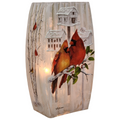 Cardinal Birdhouses Prelit Glass Vase - 2 Cardinals