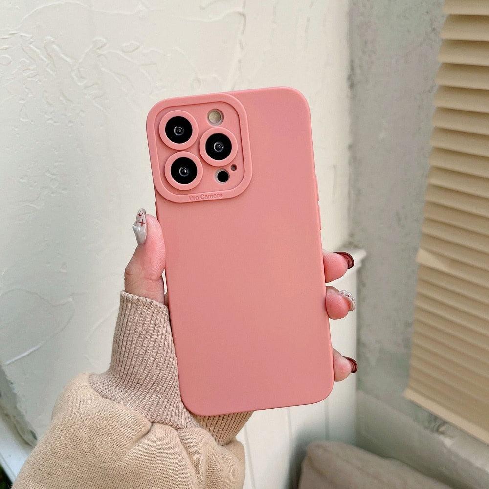 Bright Colors Soft Silicone Phone Case For iPhone 11 Pro Max X XR XS Max 7 8 6S Plus Mini Camera Protection Back Cover Silicone Camera Protection Case Soft Scratch-Resistant Case For Iphone