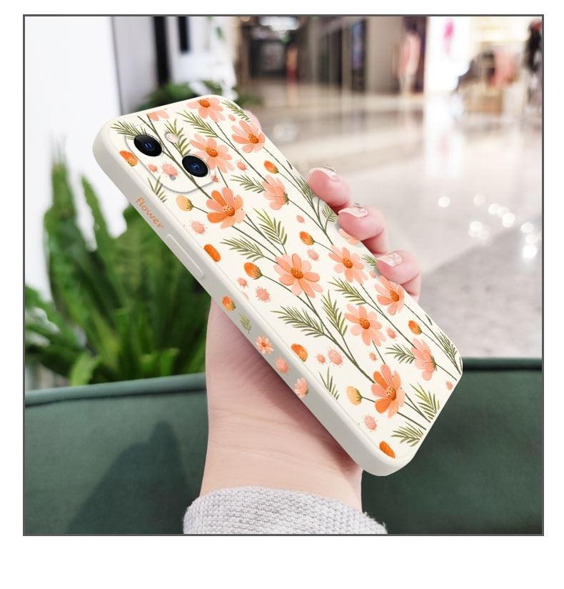 Brilliant Flowers Phone Case For iPhone 14 13 Pro Max Mini Cute Multicolored Flowers Pattern Cover Slim Silicone Shockproof Bumper Back Cover