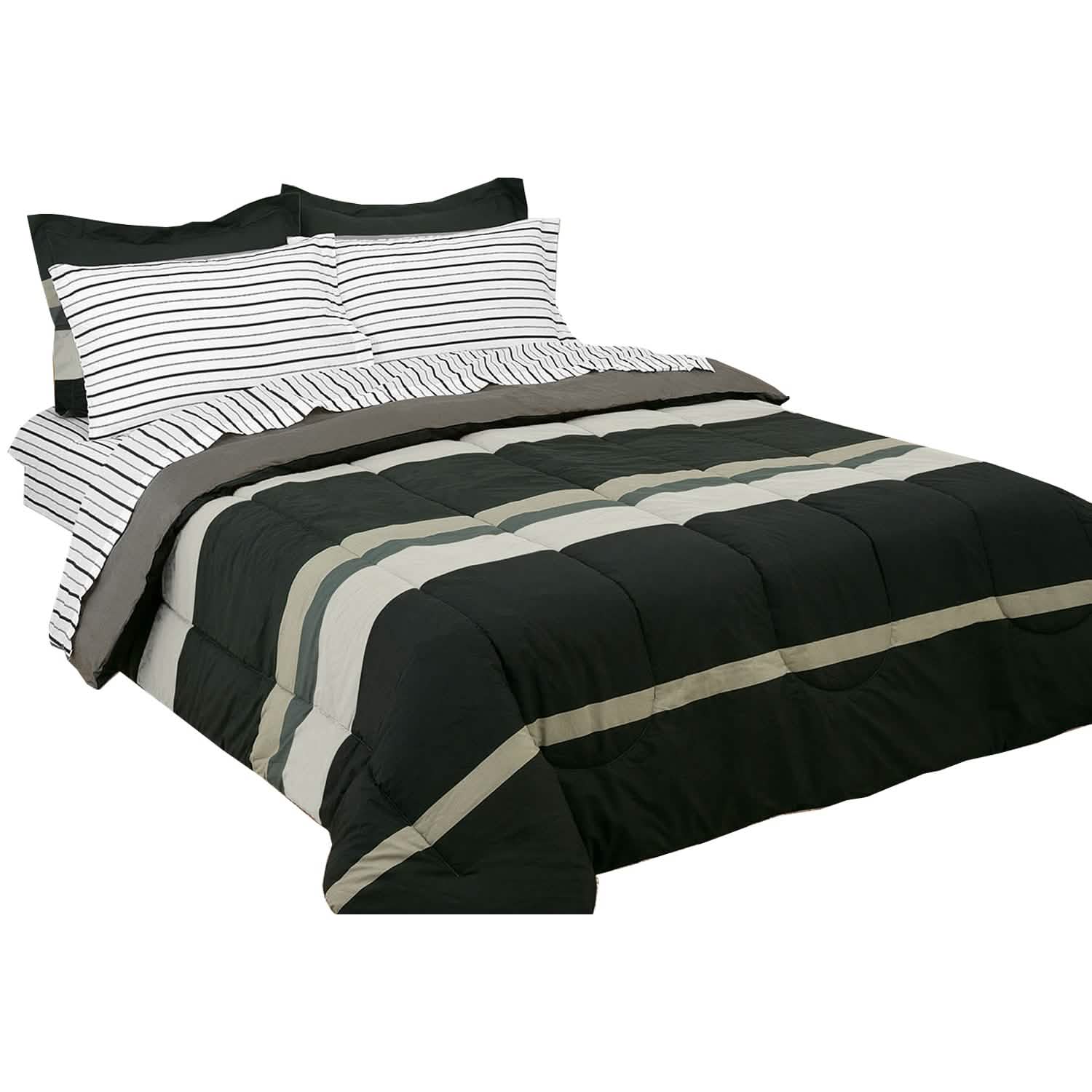 Brooklyn Flat Rugby Stripe Bed-in-a-Bag Set