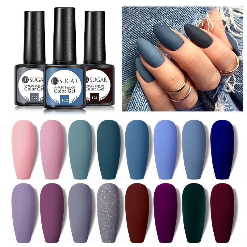 Brown Blue Gel Nail Polish UV LED Autumn Winter Series Matte And Glossy Colors Elegant Stylish Design For Womens