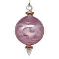 Etched Blown Glass Ball Ornament - Pink
