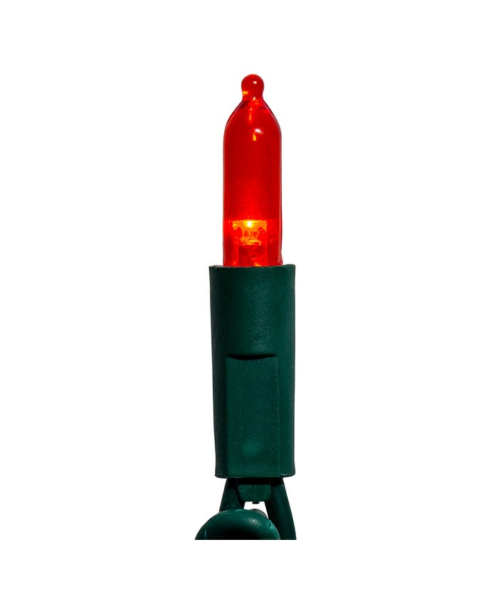 50-Light Miniature Clear Red LED Green Wire Light Set