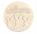 Unfinished Wood Welcome Bunnies Door Sign Kit | Wood Craft Cutouts | 1/4" Thick |