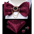 Business Elegant Gold Black Pattern Elegant Wedding Silk Bowtie Men Butterfly Fashion Bow Ties Pocket Square Classic Business Tuxedo Wedding Bowties Handkerchief Set
