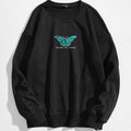 Butterfly & Slogan Graphic Thermal Sweatshirt