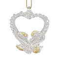 Spunglass Ornament - Gold Heart With Swans
