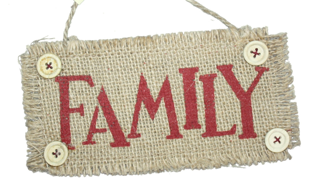 7 Inch Burlap Word Ornament - Joy