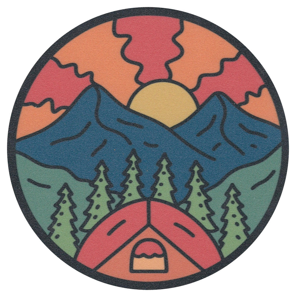 Sip Sip Hooray Coaster -  Tent with Mountains and Sun