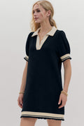 Trendy Contrast Short Sleeve Mini Dress Soft & Comfortable Casual Dress for Women