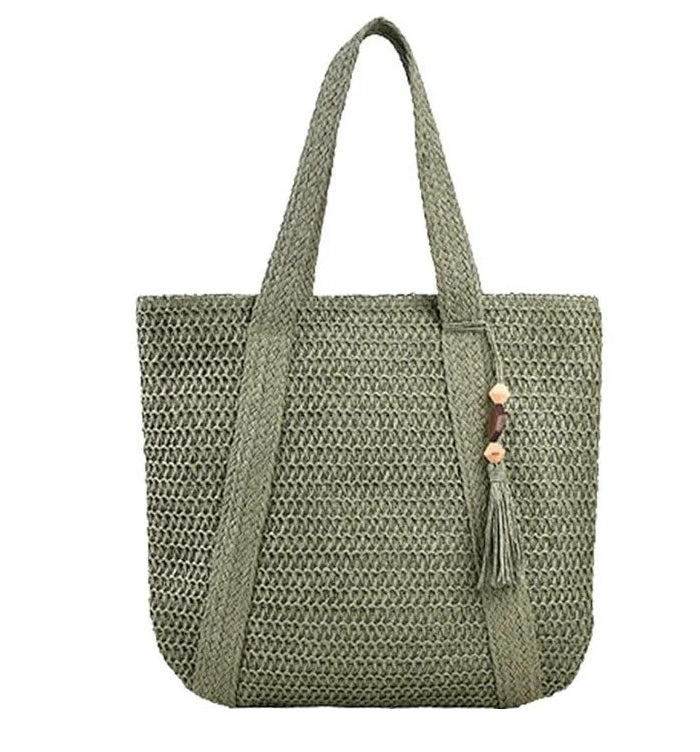 Elegant Straw Shoulder Bag – Women’s Premium Large Beach Tote, Commuter Woven Purse