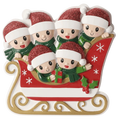 Sleigh With Gold Rails Family of 6 Ornament