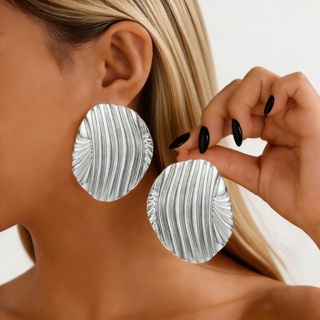 Vintage Textured Wrinkle Geometric Earrings