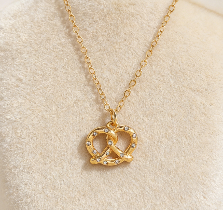 Pretzel Bread Necklace with Love Charm