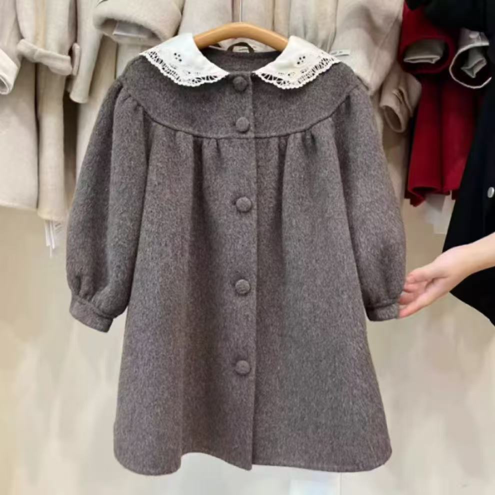 Stylish British-style Warm Wool Coat For Girls