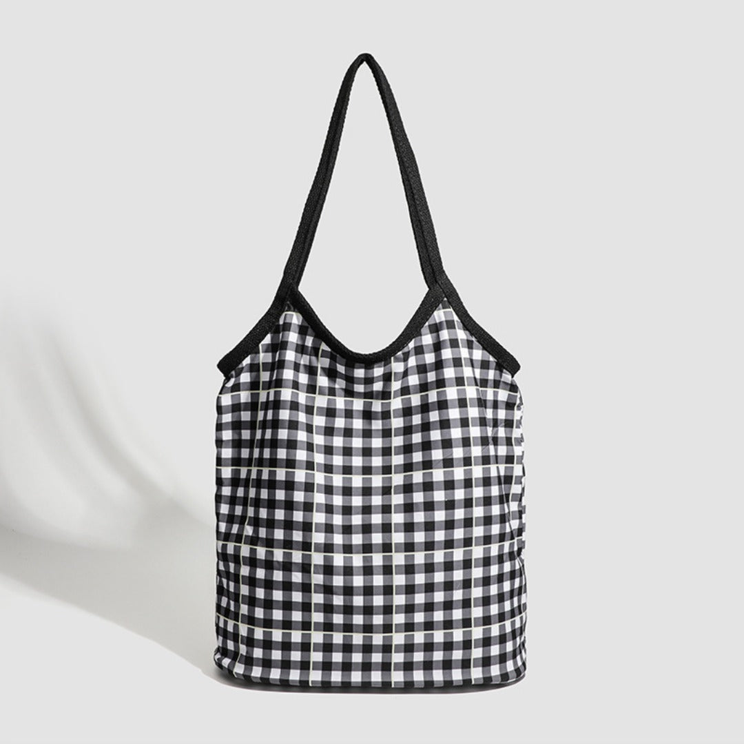 Design vintage canvas hobo bag, plaid tote bag versatile, large capacity commuter versatile shoulder bag