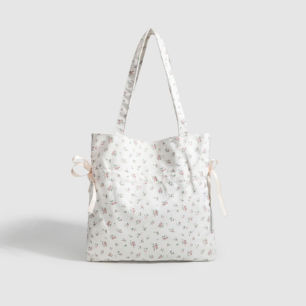 Spring shoulder floral draw with hobo bag, girls cloth bag cute small cloth bag, drawstring shoulder tote bag for women