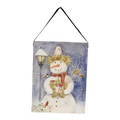 Fiber Optic Lighted Canvas Art - Lamppost Snowman