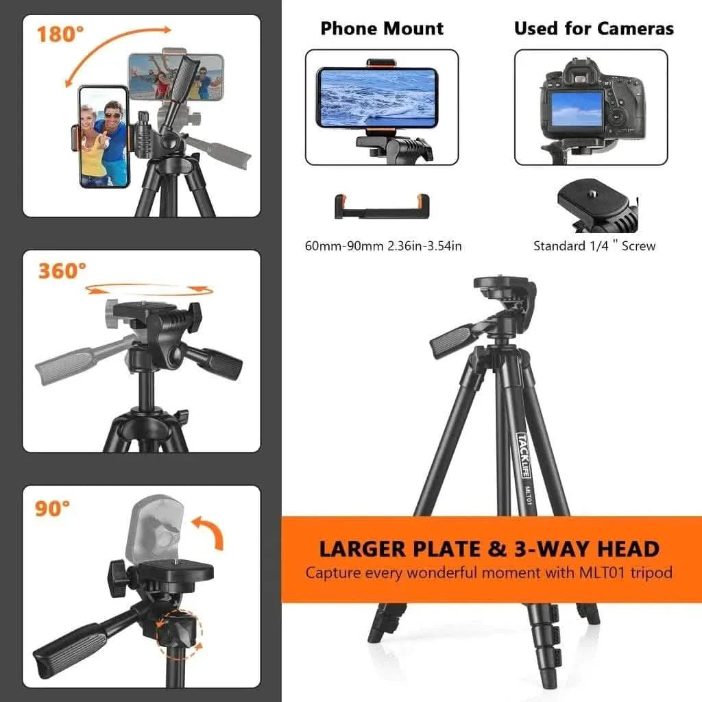 Camera Tripod 55-inch Aluminum Lightweight Tripod MLT01