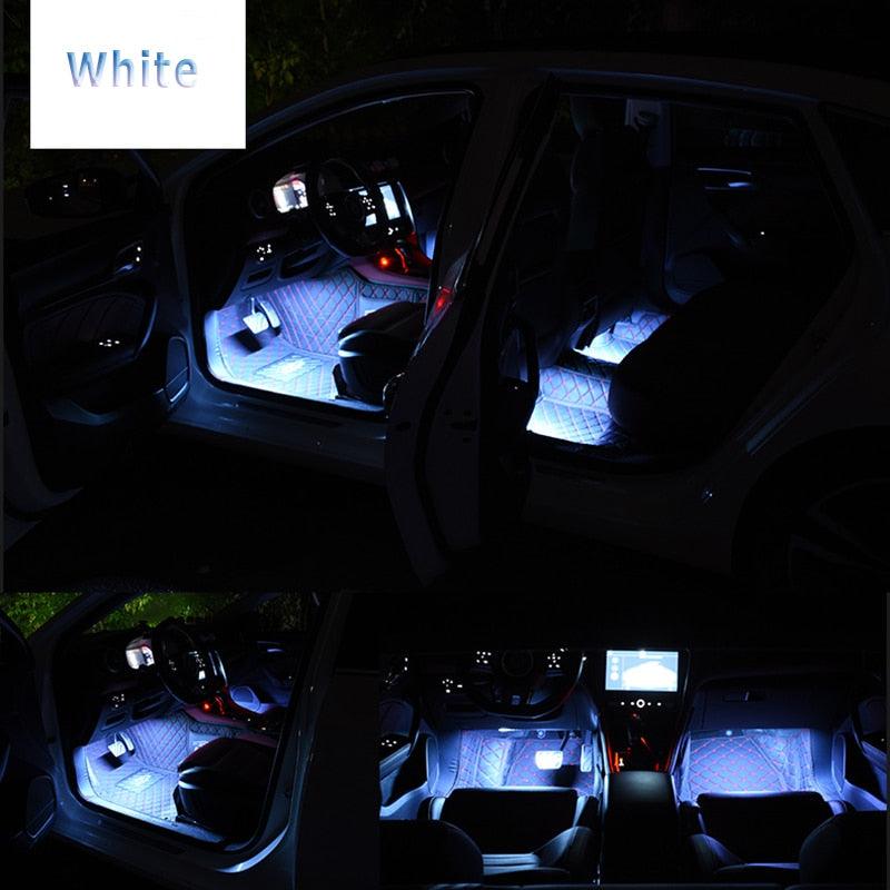 Car Interior LED Foot Sole Interior Car Lights Decoration Light Strip Car Interior Atmosphere Light Under Lighting Dashboard Waterproof Decoration Lighting Kit Bluetooth Smart LED Light Strips for Cars