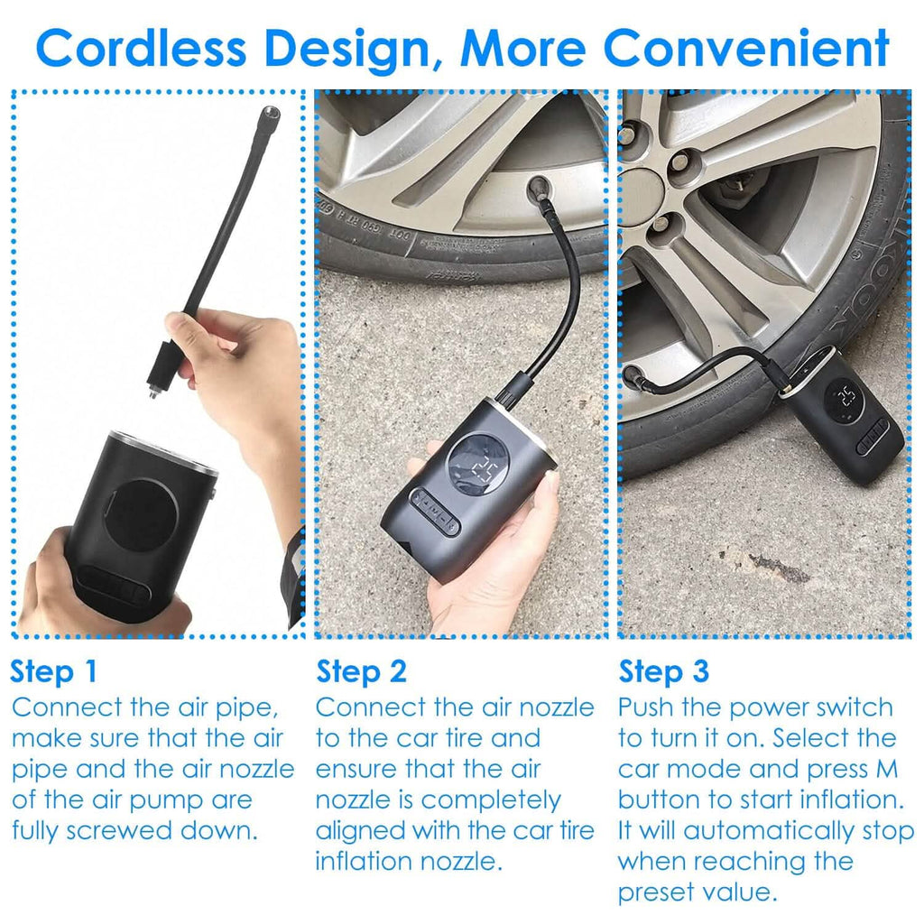 Car Tire Inflator Pump Portable 150 PSI with LED Light
