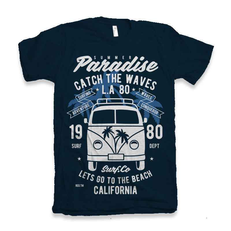 Catch The Waves Men's Bamboo Viscose/Organic Cotton Short Sleeve Graphic T-Shirt