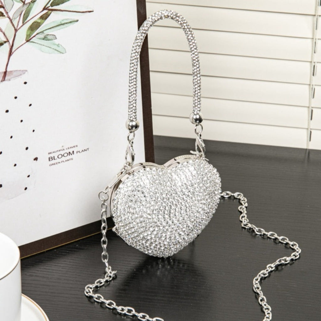 Rhinestone Dinner Bag, Mini heart purse, Small and Exquisite Shiny Dress Bag, Ball Bag, Prom Bag, Party Purse