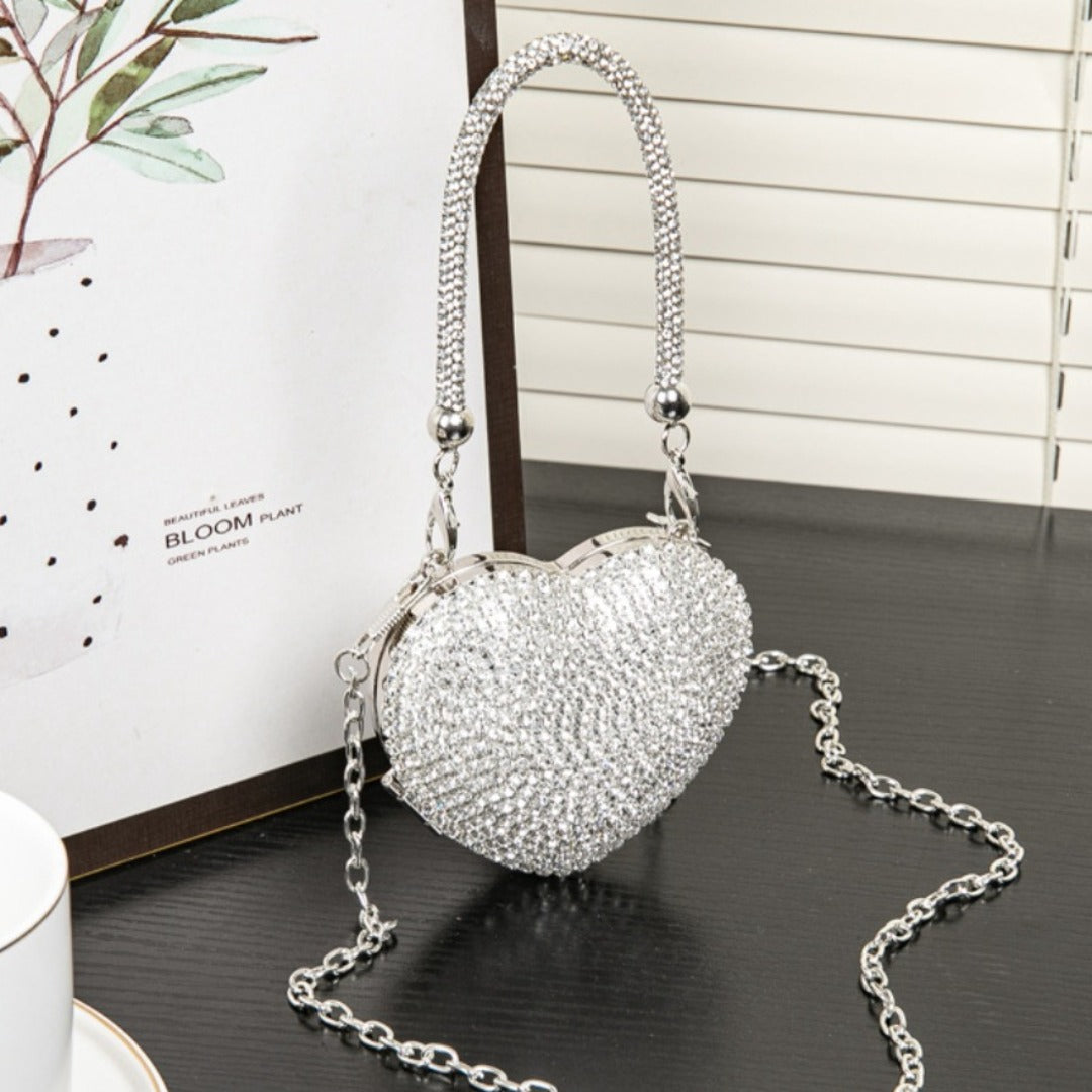 Rhinestone Dinner Bag, Mini heart purse, Small and Exquisite Shiny Dress Bag, Ball Bag, Prom Bag, Party Purse