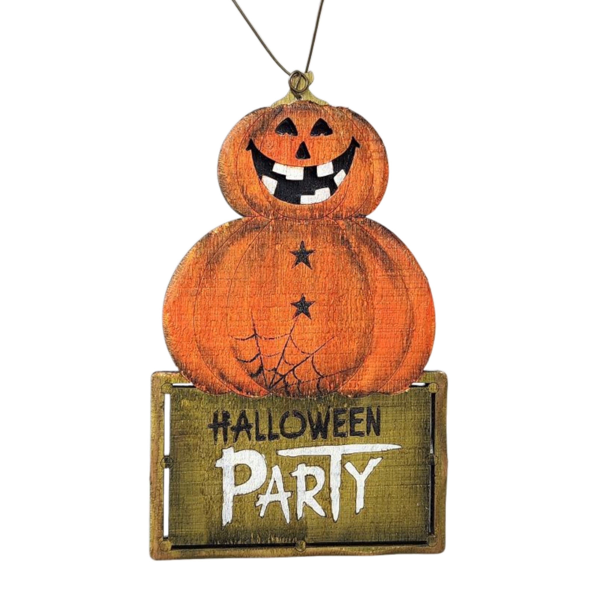 Wooden Halloween Ornament -  Pumpkin Stack
