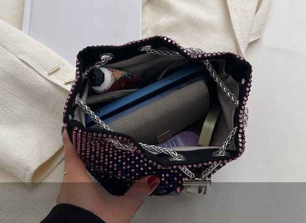 Small crossobdy bag w chain handle sling purse