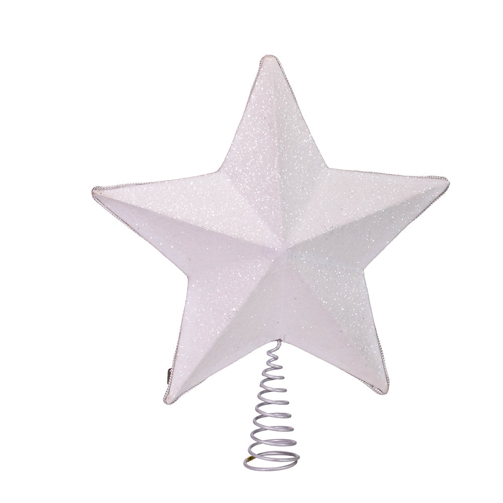 White and Silver Star Treetop - 13 Inch