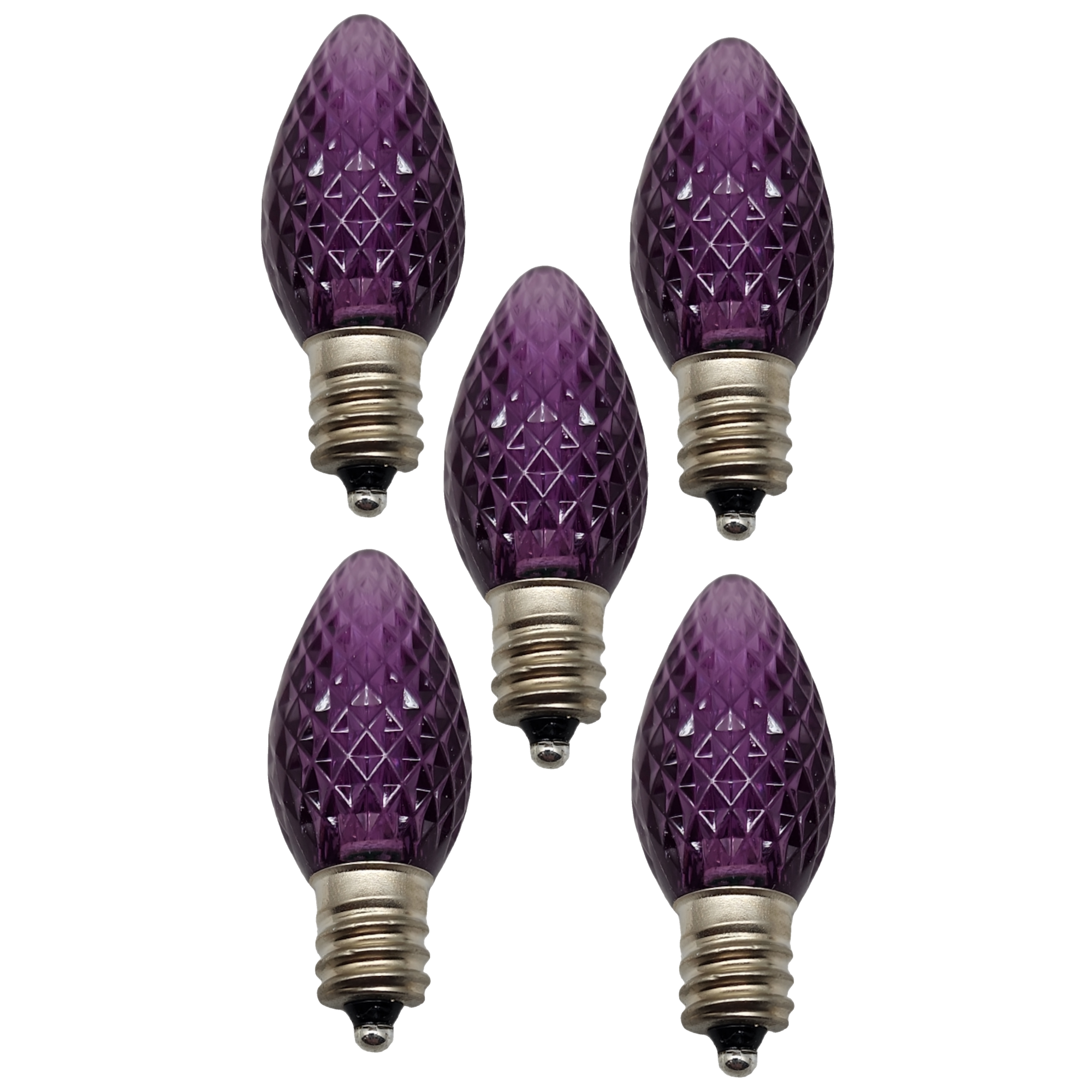 C7 Faceted LED Bulb - 5 Piece - Purple