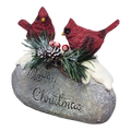 Holiday Cardinals on Stone - 7 Inch