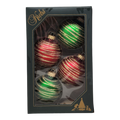 Krebs Value Glass Ornament 4 pack - Red and Green Swirl