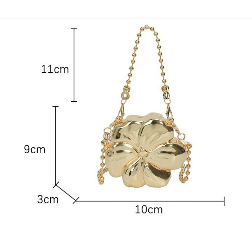 Elegant Flower Gold Acrylic Bag – Mini Dinner Bag & Prom Bag for Weddings, Parties, and Evenings