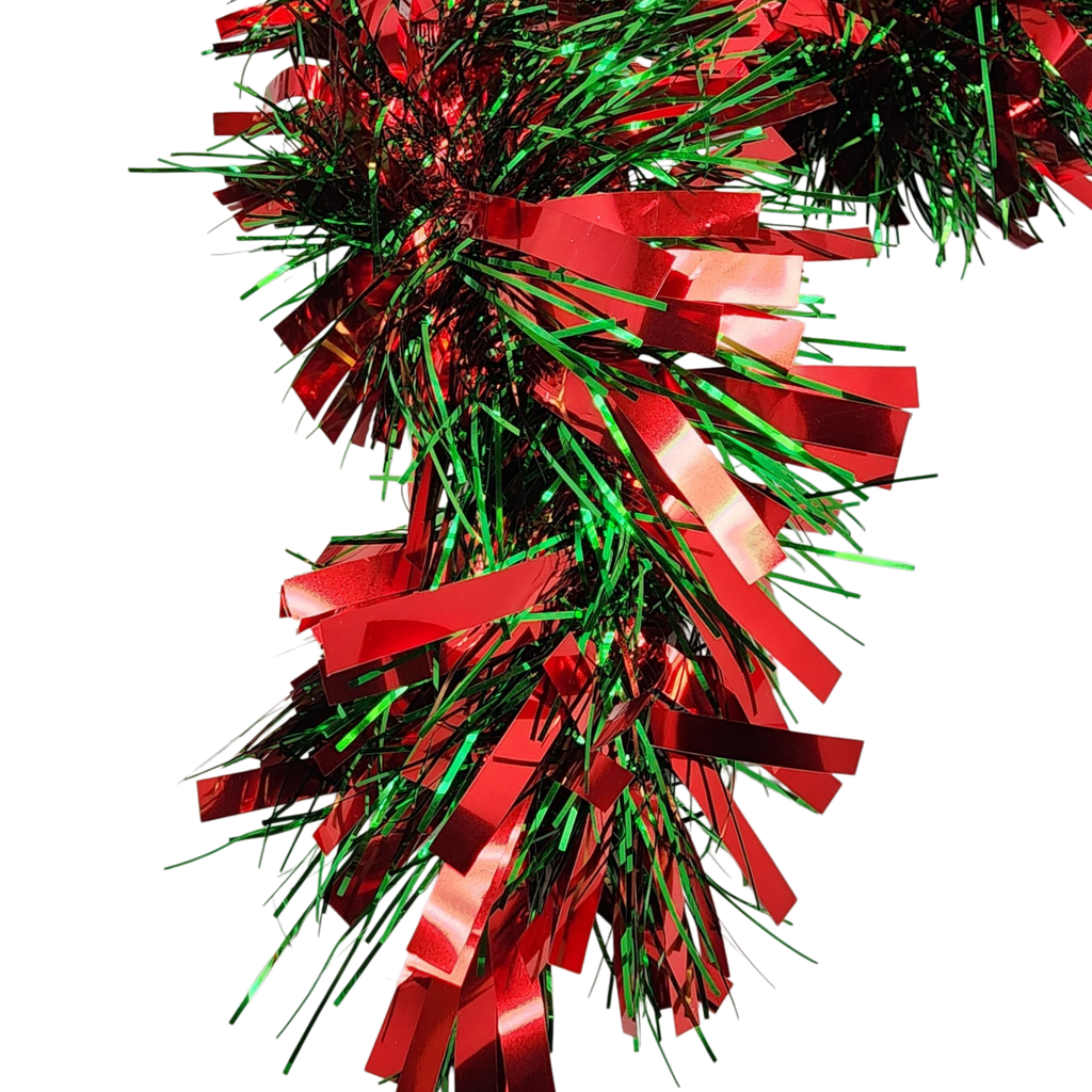 12 foot 6 Ply Luxury Tinsel Garland - Red/Green