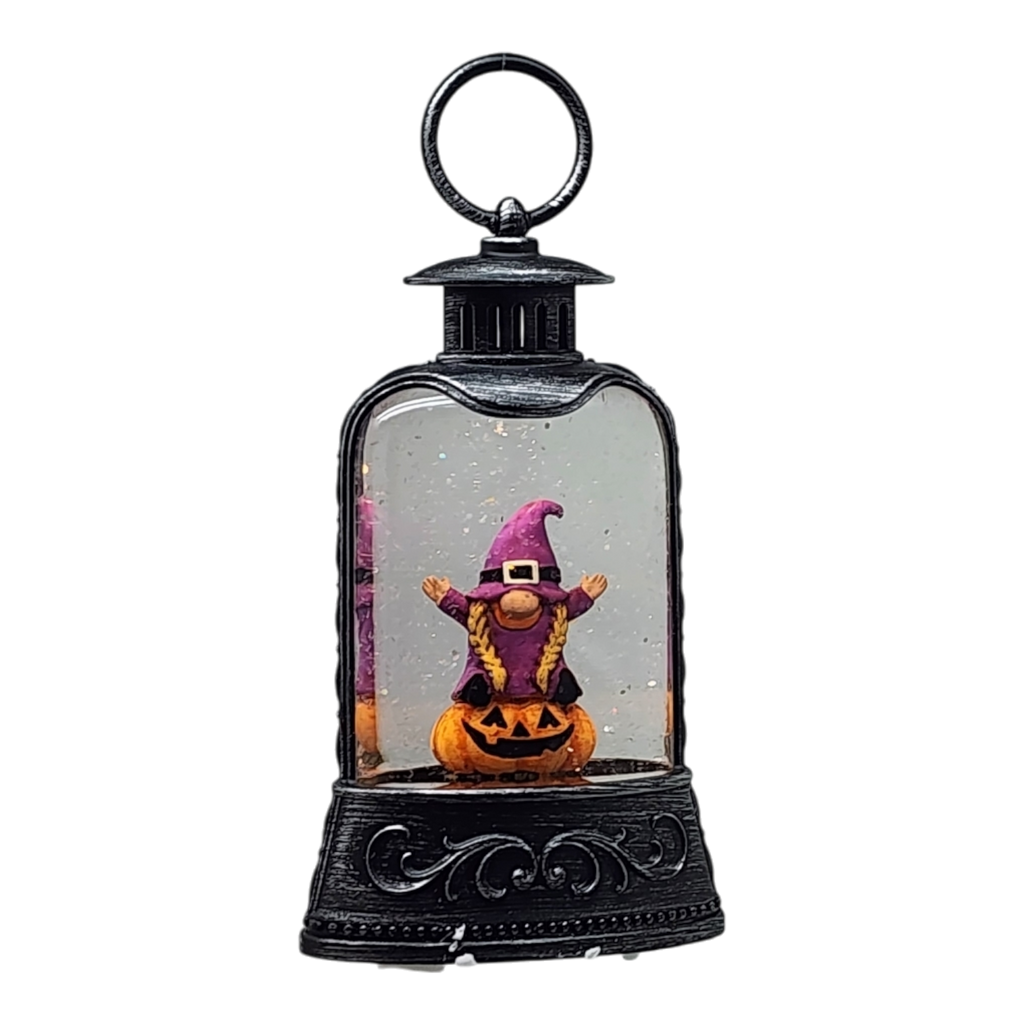 Lighted Waterglobe Lantern - Wizard Gnome