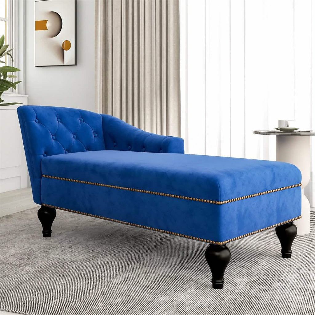 Chaise Lounge Indoor Chair Tufted Fabric, Sleeper Lounge Sofa