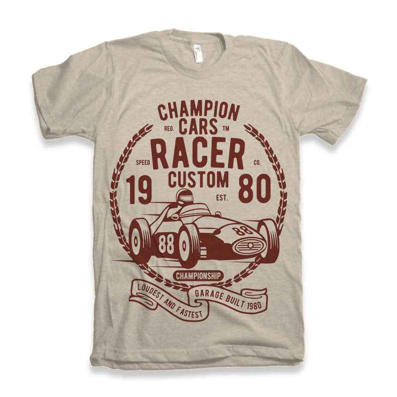 Champions Cars Men's Bamboo Viscose/Organic Cotton Short Sleeve Graphic T-Shirt